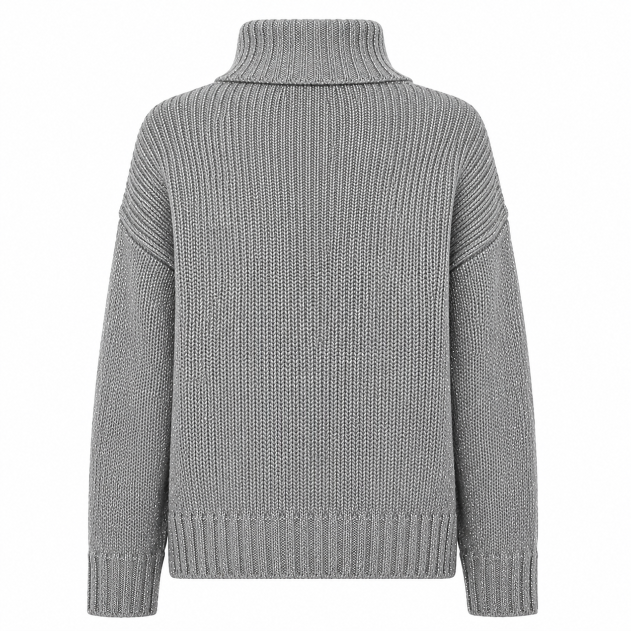 Alpha Studio Woman Neck Piedi Soft Shiny Sweaters Grey