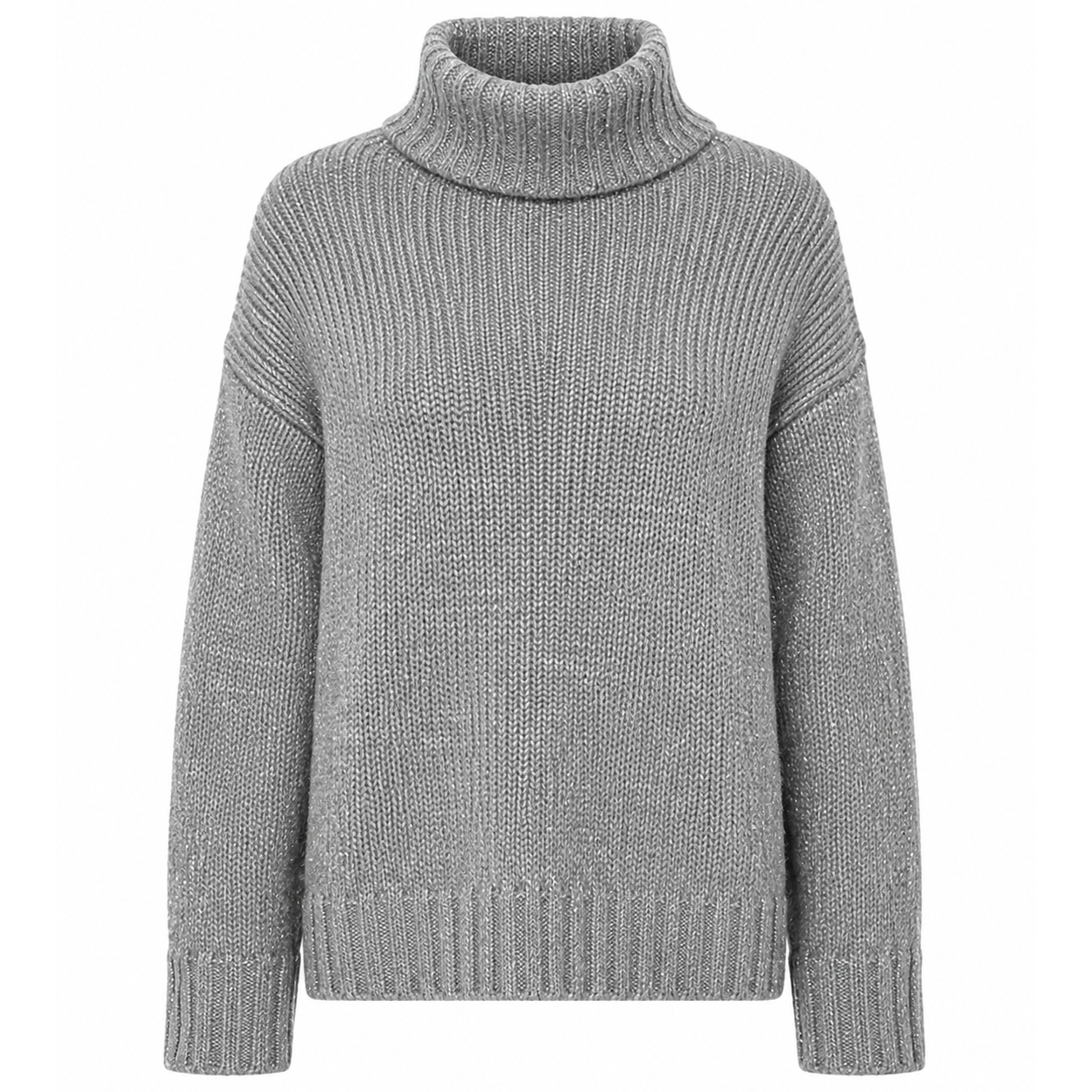 Alpha Studio Woman Neck Piedi Soft Shiny Sweaters Grey