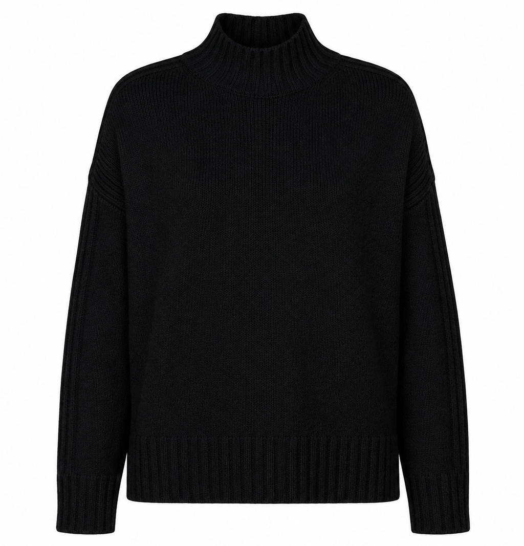 Alpha Studio Woman High Neck Coste Mix Sweaters Black
