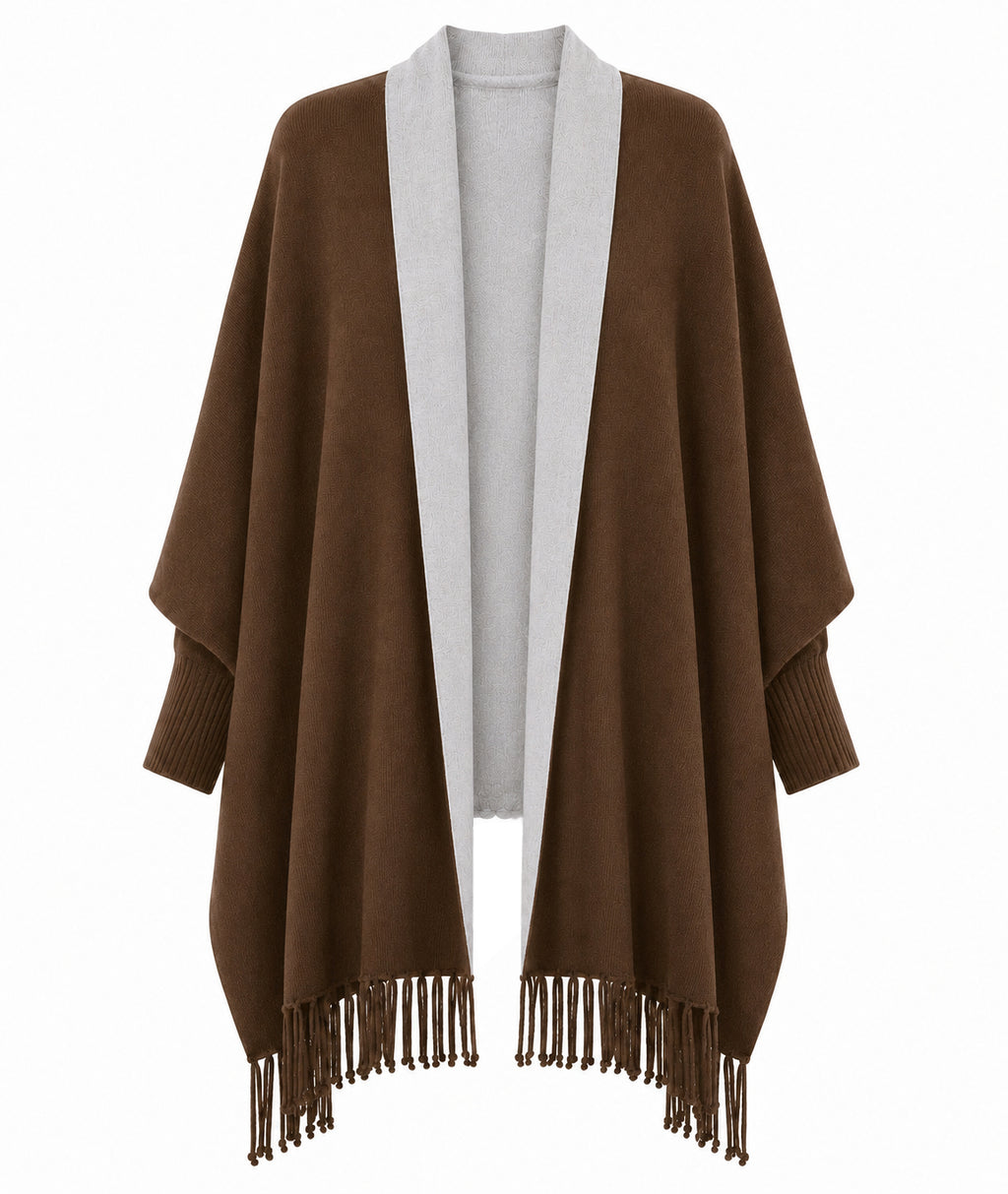 Alpha Studio Woman Stola Frangia Poncho Brown