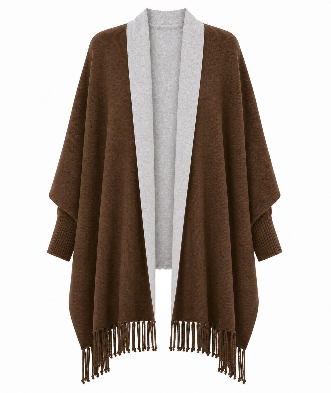 Alpha Studio Woman Stola Frangia Poncho Brown