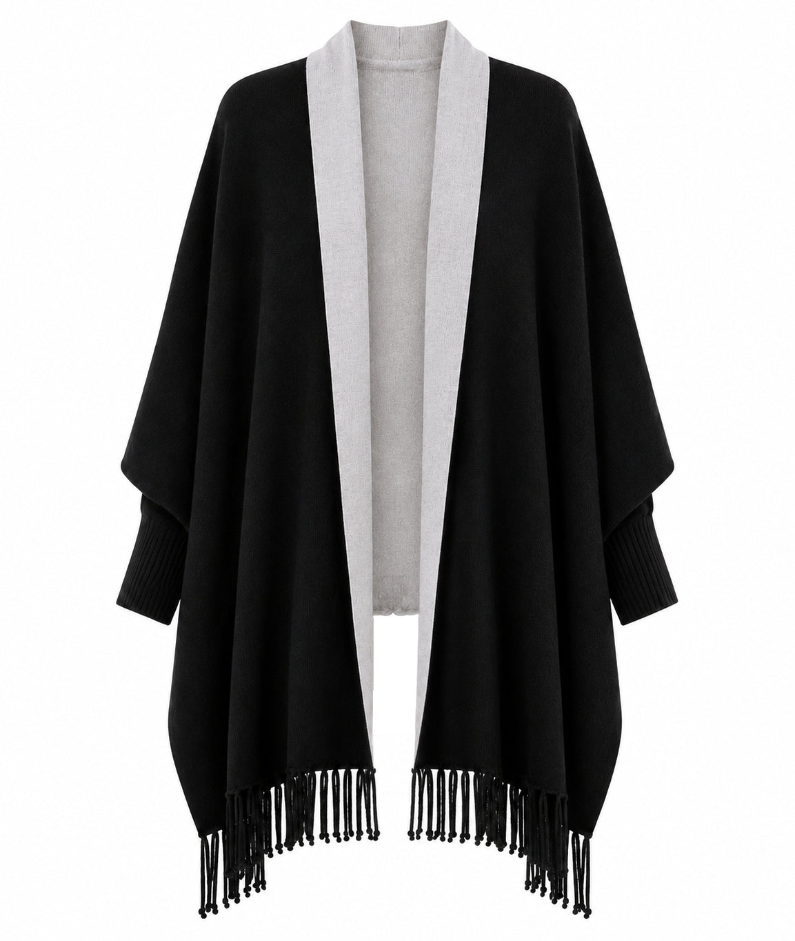 Alpha Studio Woman Stola Frangia Poncho Black
