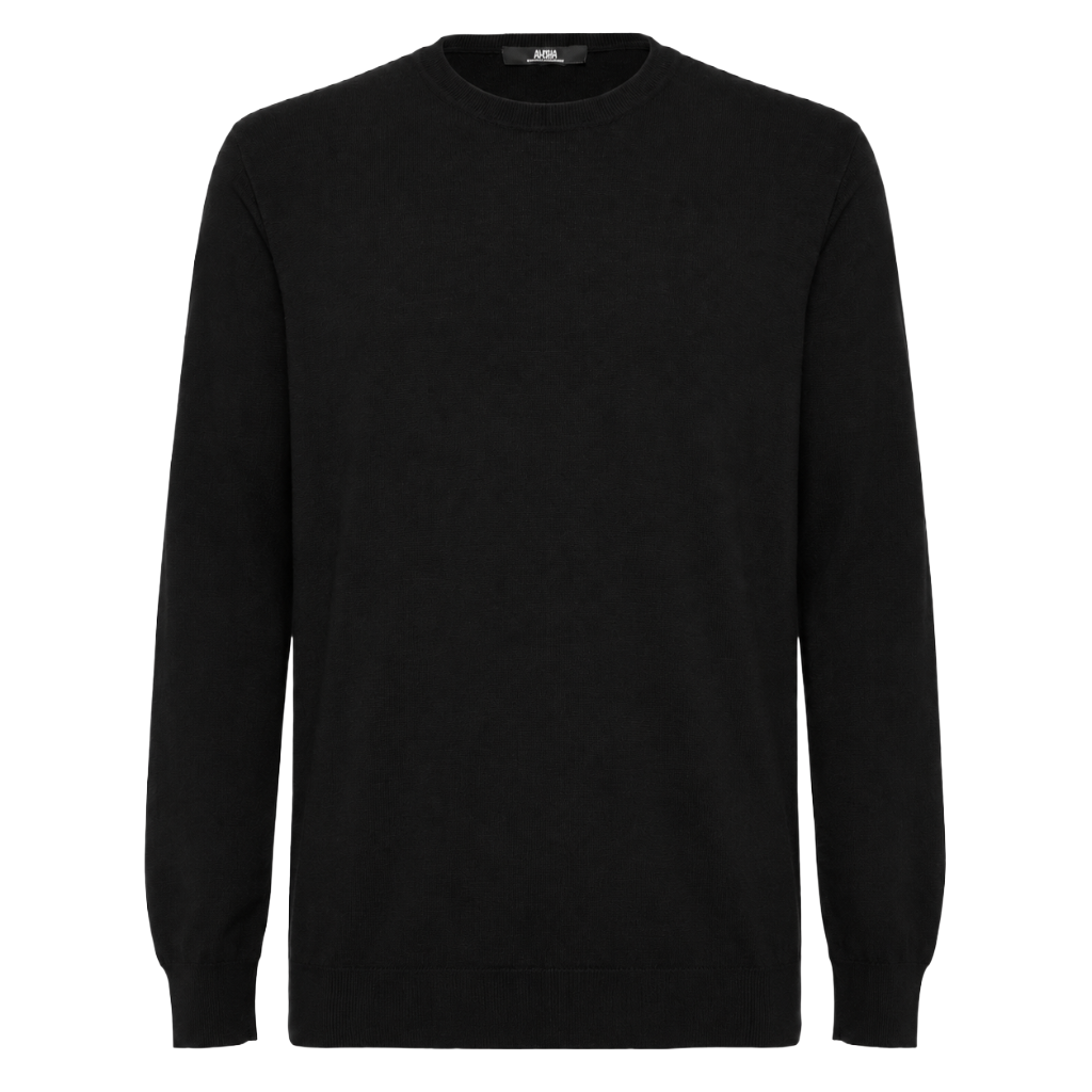 Alpha Studio Man Knit Crew Neck Merinos Black
