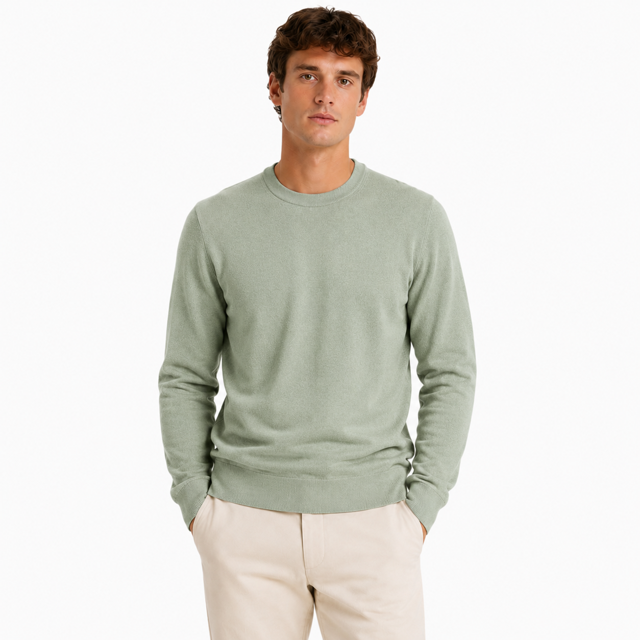 Alpha Studio Man Knit Sleeve Long Green