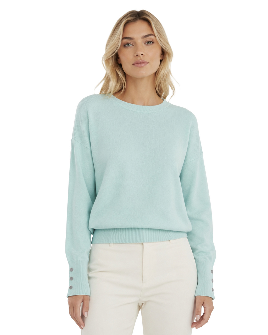 Alpha Studio Woman Crew Neck seta-cashmere Sweaters Green