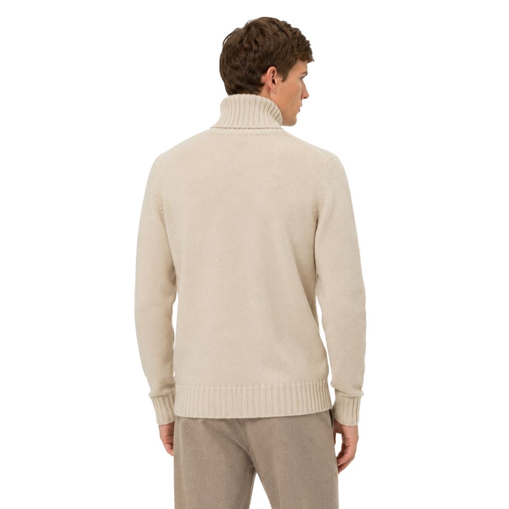 Alpha Studio Man Turtleneck Ribbed Beige