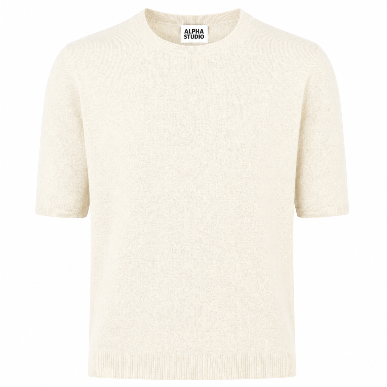 Alpha Studio Woman Crew Neck Gomito Coste Mix Sweaters White