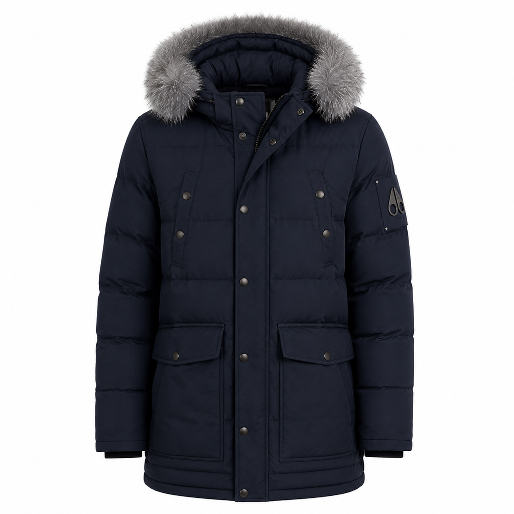 Moose knuckles Man Jacket Long Hooded Black
