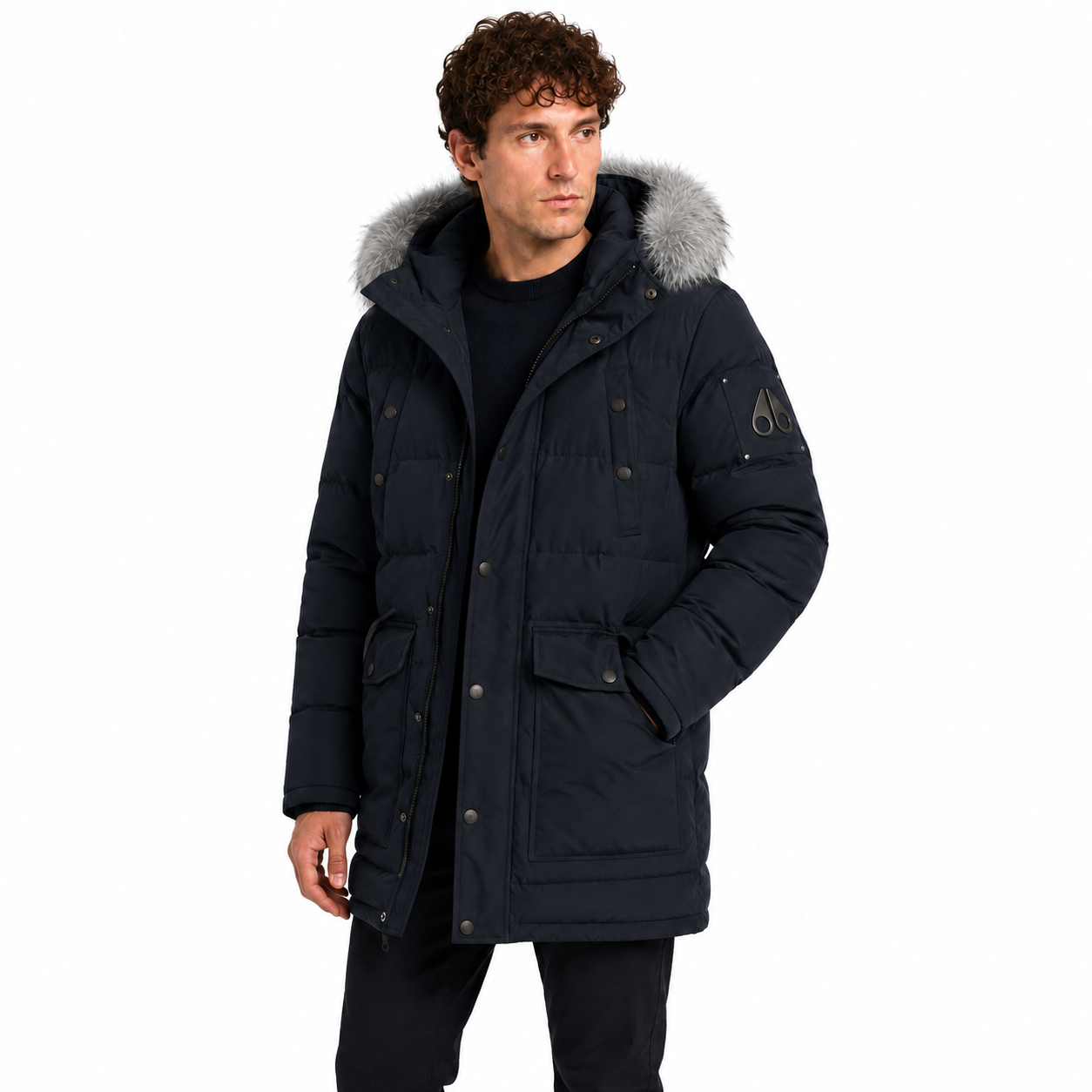 Moose knuckles Man Jacket Long Hooded Black