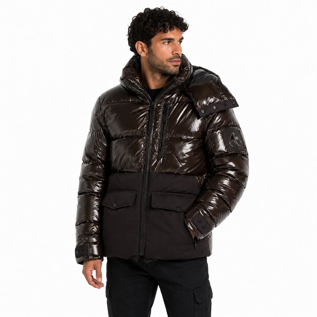 Moose knuckles Man Jacket Padded Glossy Brown