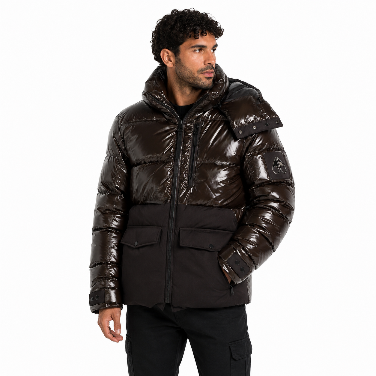 Moose knuckles Man Jacket Padded Glossy Brown