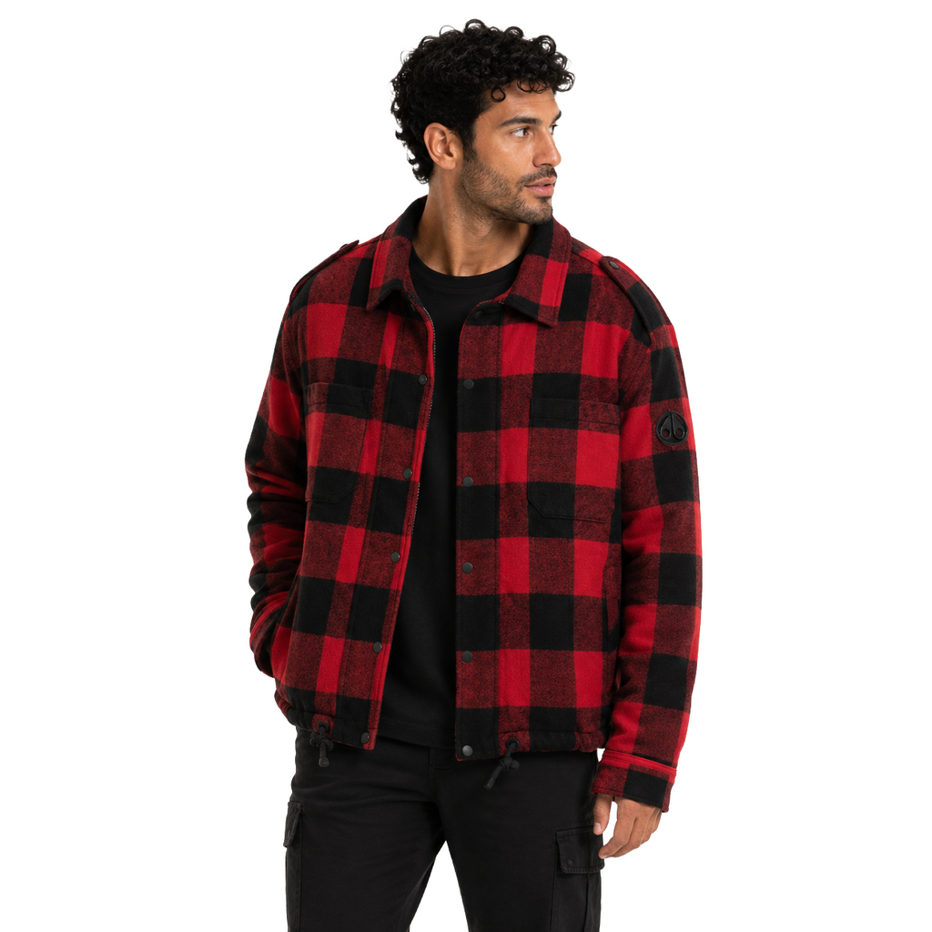 Moose knuckles Man Jacket Scozzese Red