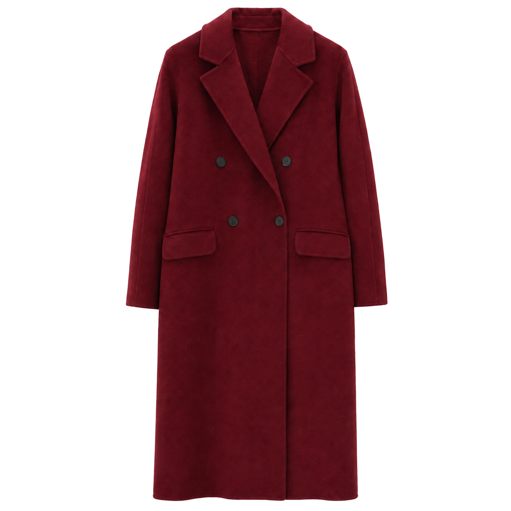Alpha Studio Woman Coat Double-Breasted Long Wool Red