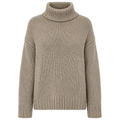 Alpha Studio Woman Neck Piedi Soft Shiny Poncho Beige