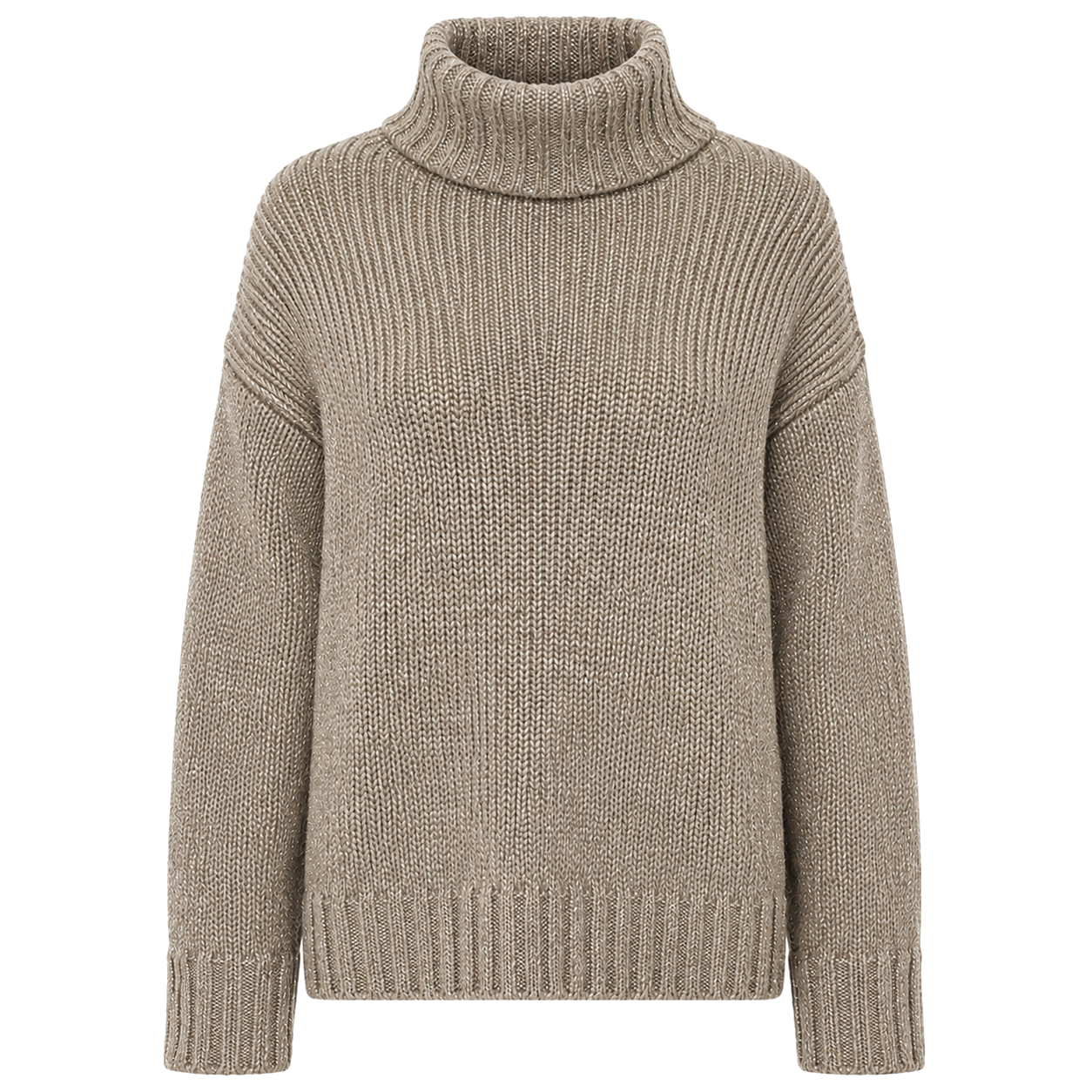 Alpha Studio Woman Neck Piedi Soft Shiny Poncho Beige