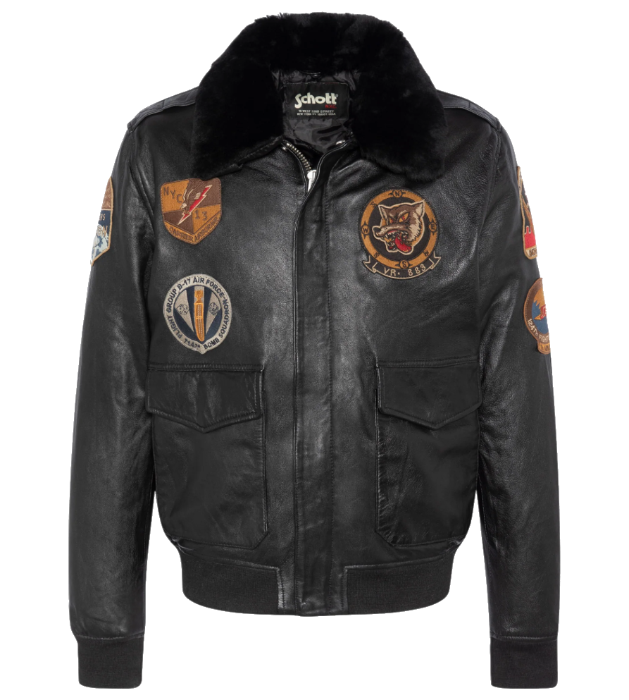 Schott NYC Man Jacket Badge Pilot Black