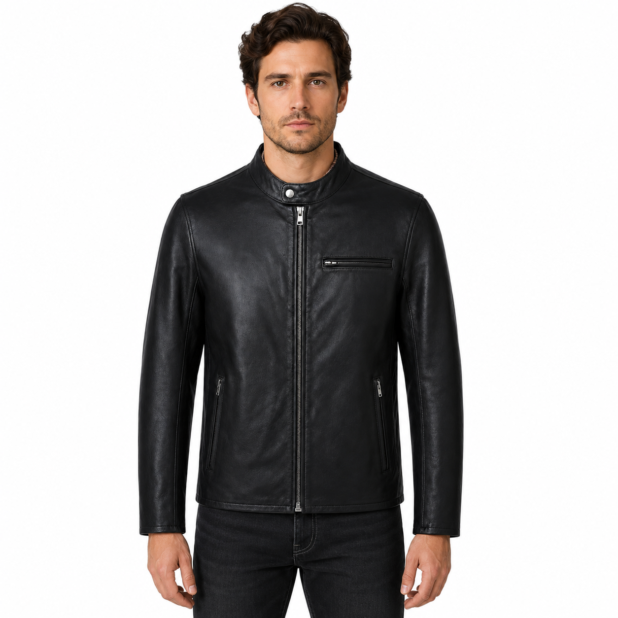 Schott NYC Man Jacket Leather Capra Brown Black