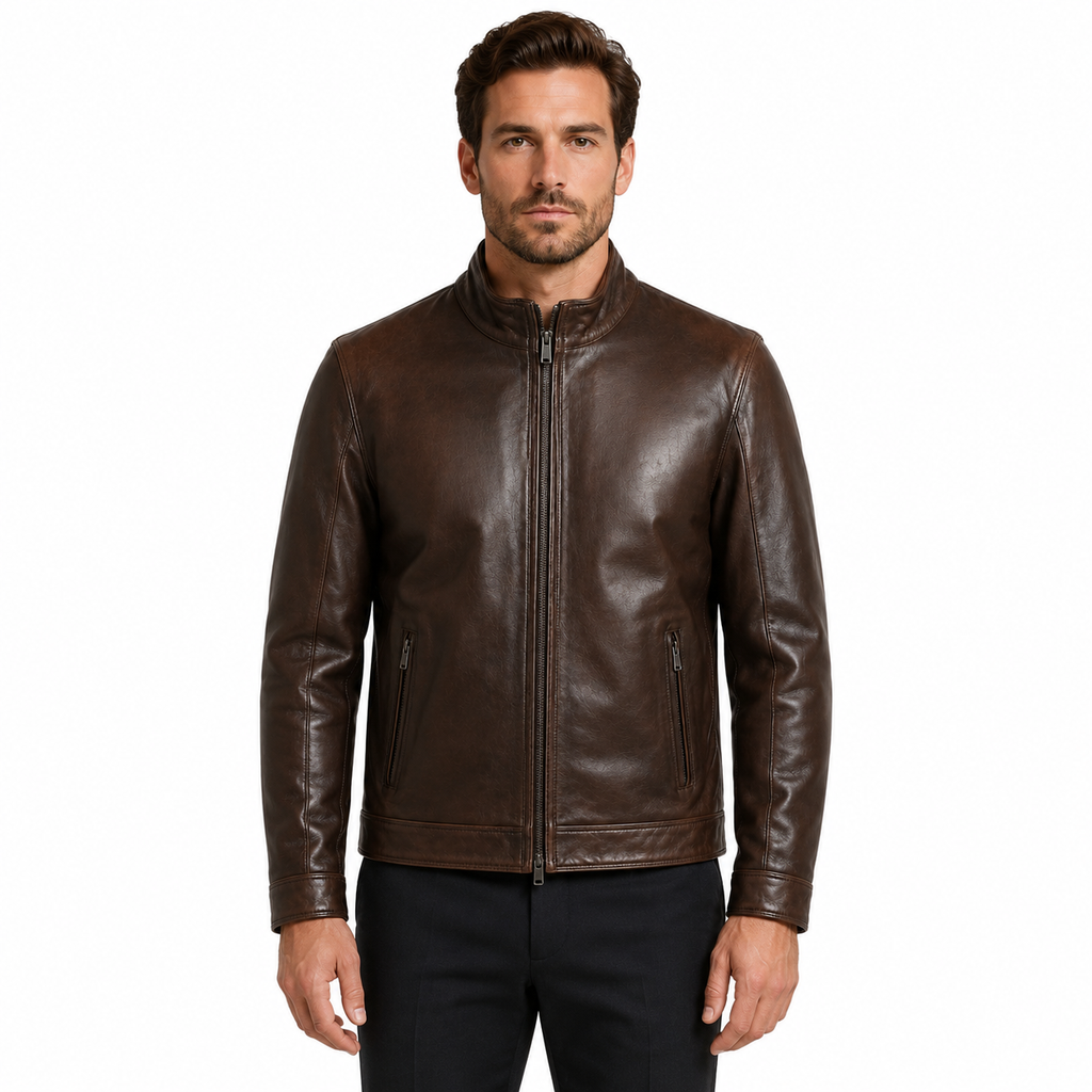 Emilio Romanelli Man Jacket Leather Vitello Brown