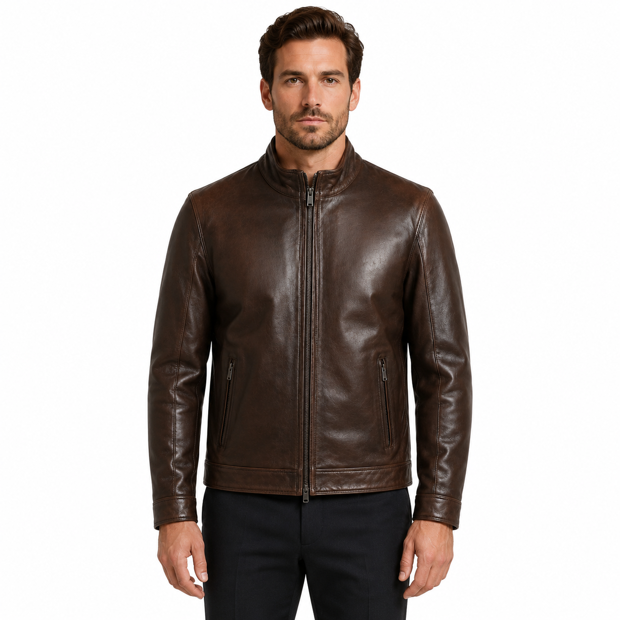 Emilio Romanelli Man Jacket Leather Vitello Brown