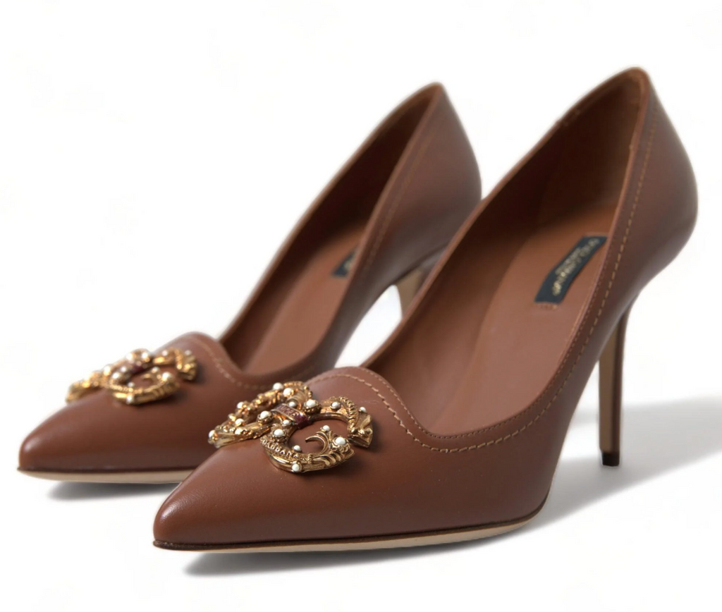 Dolce & Gabbana Woman Décolleté Leather Amore Pumps Heels Brown