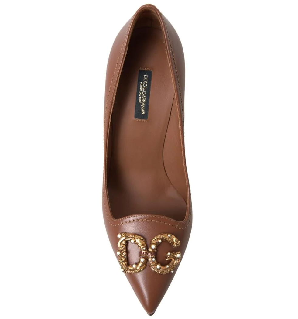 Dolce & Gabbana Woman Décolleté Leather Amore Pumps Heels Brown