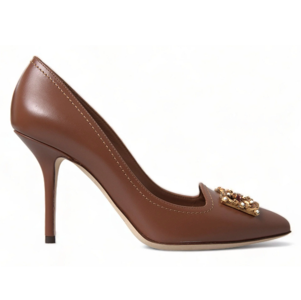 Dolce & Gabbana Woman Décolleté Leather Amore Pumps Heels Brown