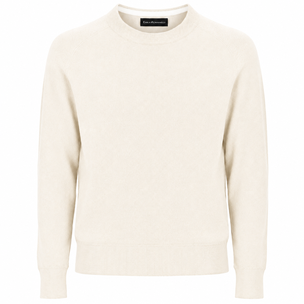 Emilio Romanelli Man Crew Neck Cream Sweaters White
