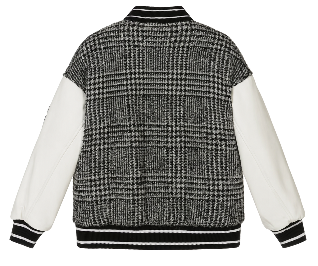Dolce & Gabbana Man Wool Check Varsity Jacket Grey