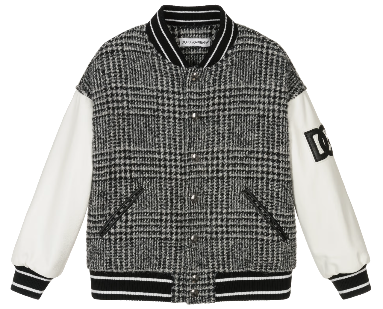 Dolce & Gabbana Man Wool Check Varsity Jacket Grey