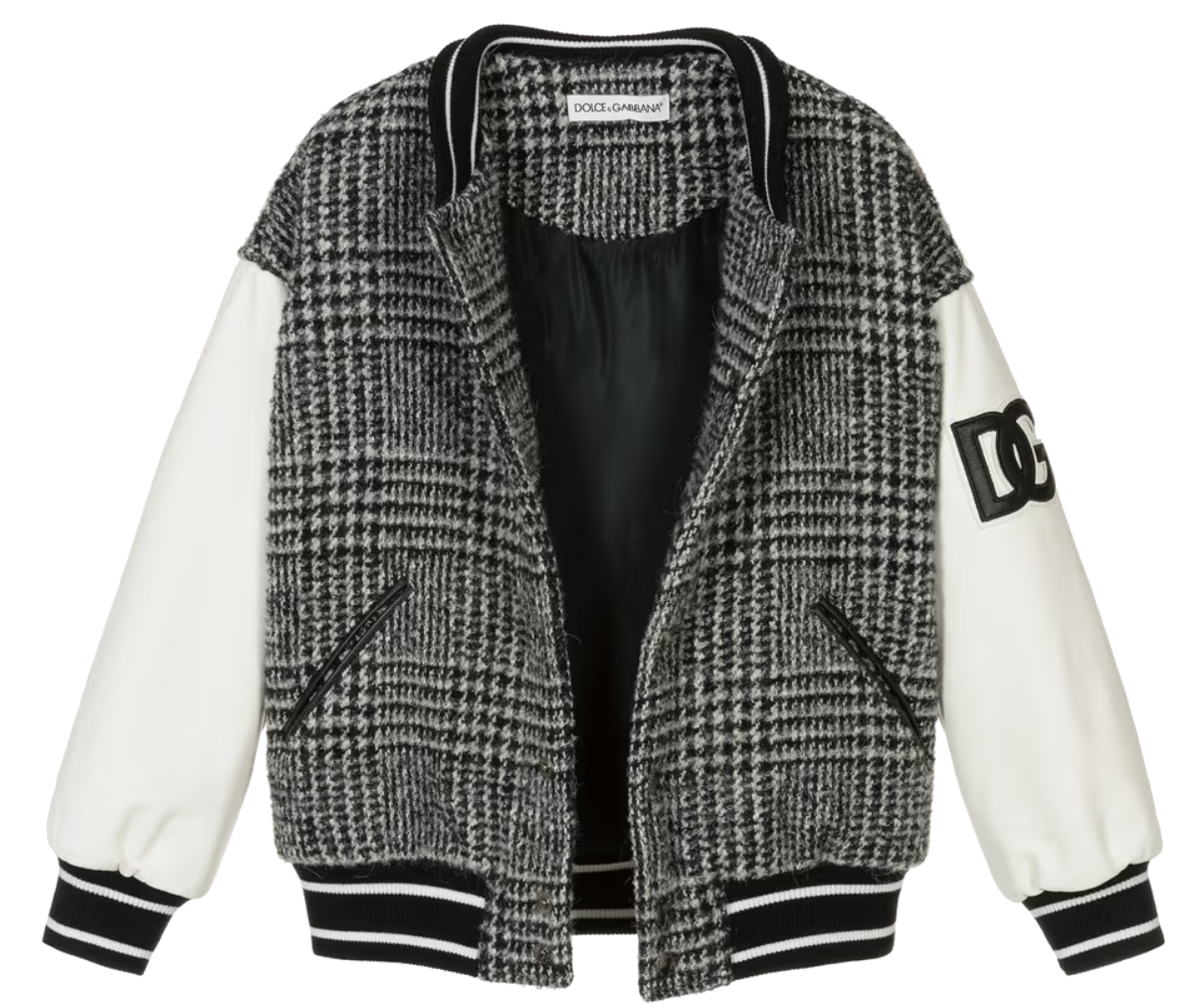 Dolce & Gabbana Man Wool Check Varsity Jacket Grey