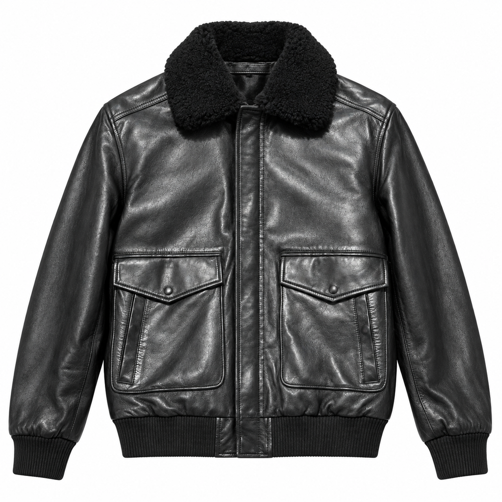 Emilio Romanelli Man Jacket Leather Colletto Pelliccia Black