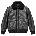 Emilio Romanelli Man Jacket Leather Colletto Pelliccia Black