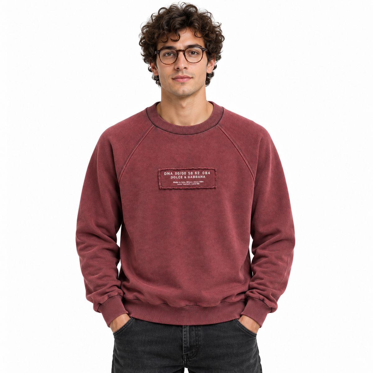 Dolce & Gabbana Man Sweatshirt Crew Neck Sleeve Long Red