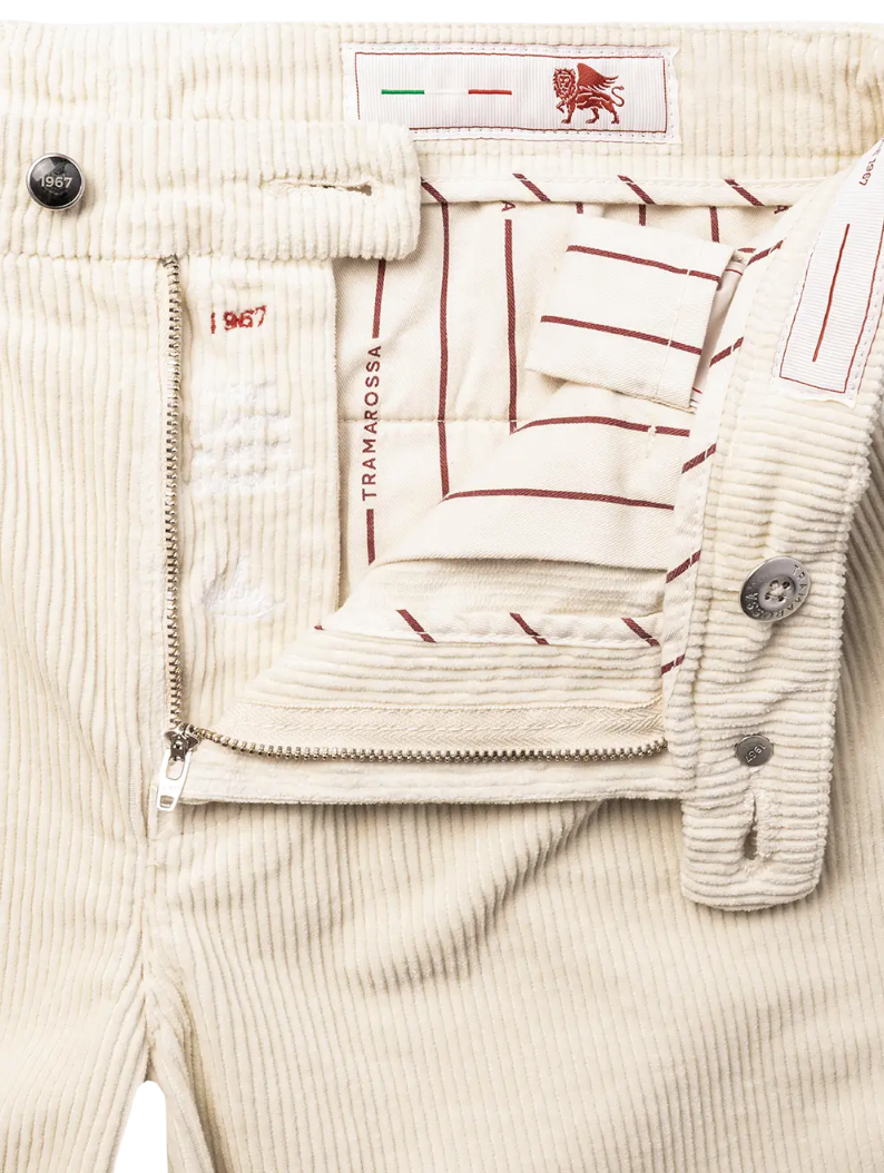 Tramarossa Man Trousers Chino Alberto Velvet White