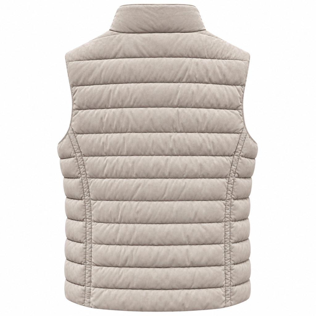 moorer Man Vest Leather Beige