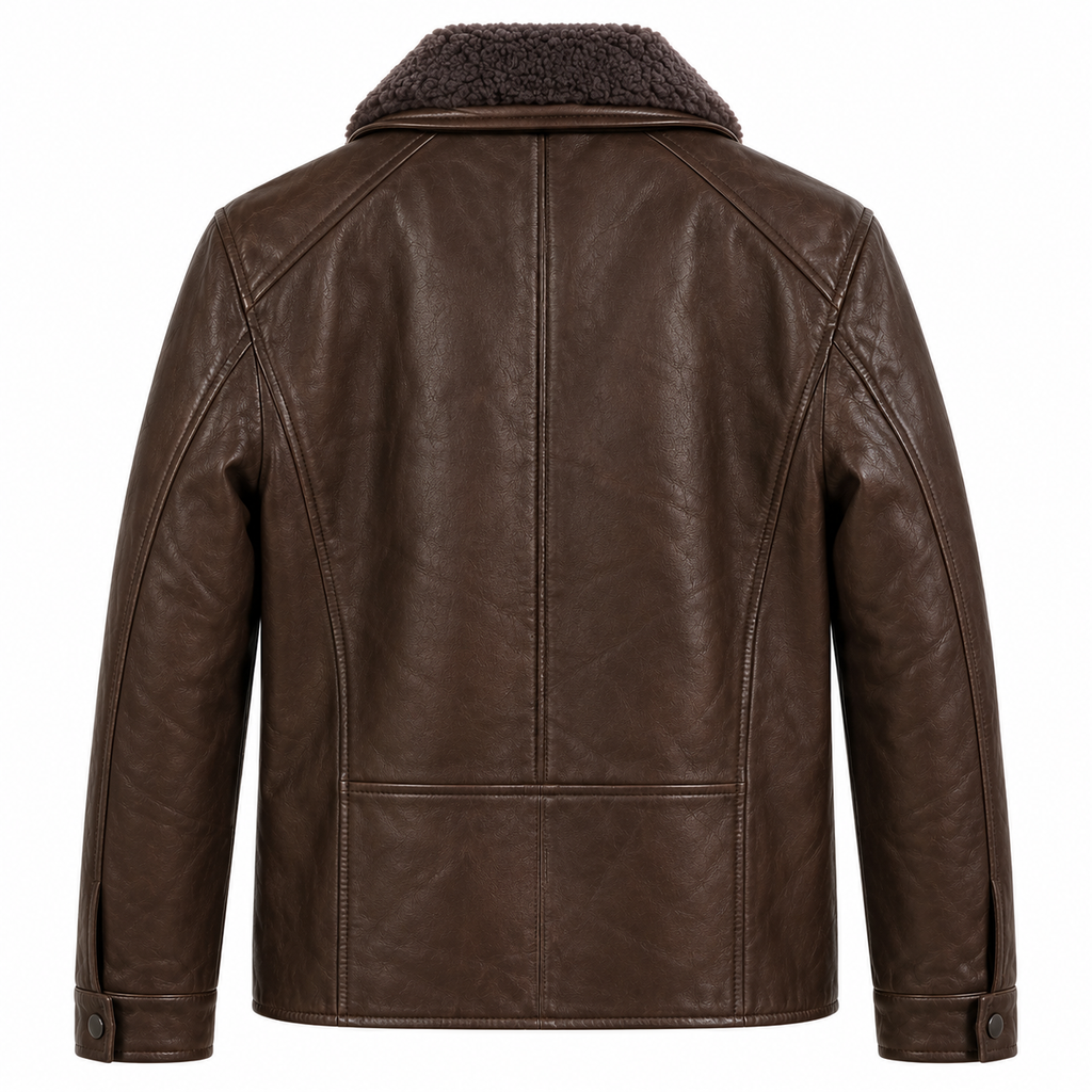 Emilio Romanelli Man Jacket Leather Colletto Pelliccia Brown