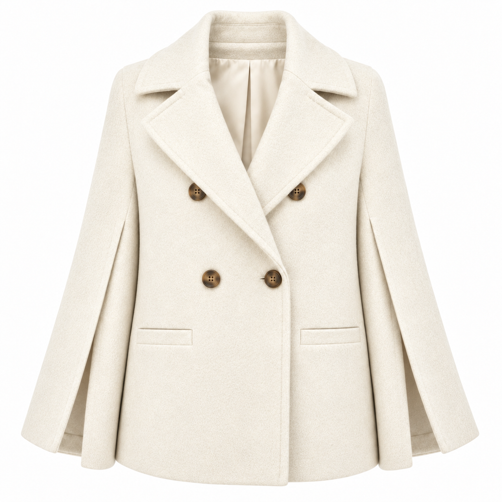 Loro Piana Fabric Woman Peacoat Double-Breasted Kimono Coats White