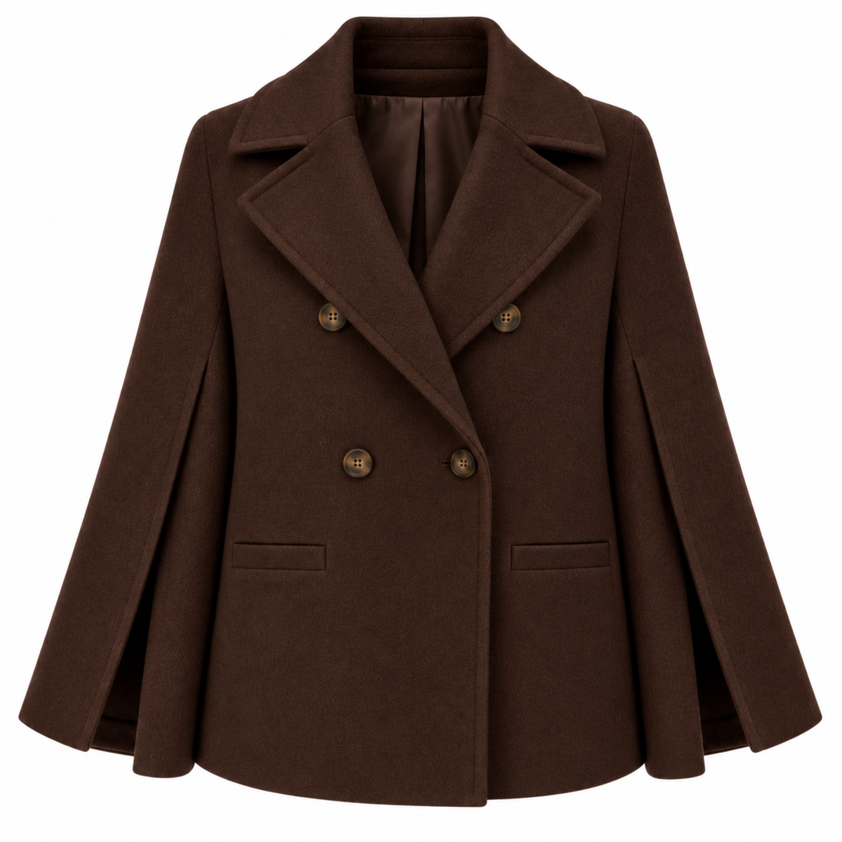 Loro Piana Fabric Woman Peacoat Double-Breasted Kimono Coats Brown
