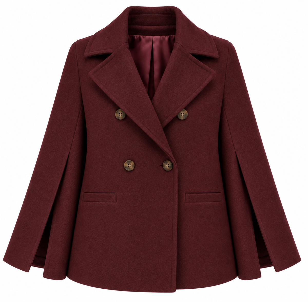 Loro Piana Fabric Woman Peacoat Double-Breasted Kimono Coats Red