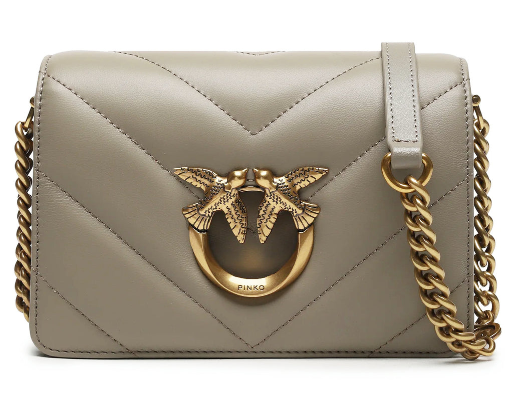 Pinko Woman Click Mini Sheep Nappa Crossbody Bags Beige
