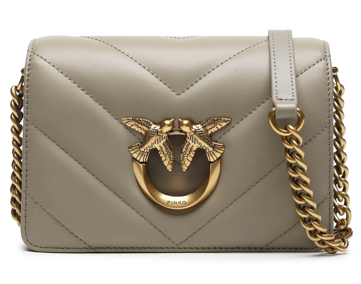 Pinko Woman Click Mini Sheep Nappa Crossbody Bags Beige