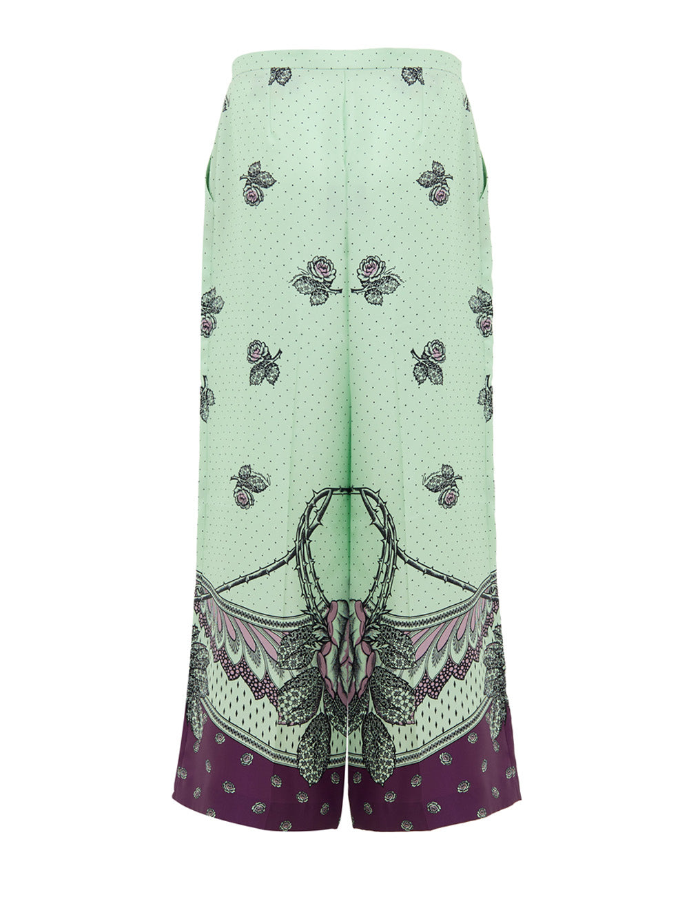 Gucci Aqua and Violet Silk Floral Palazzo Trousers Verde acqua – Siebentaschen