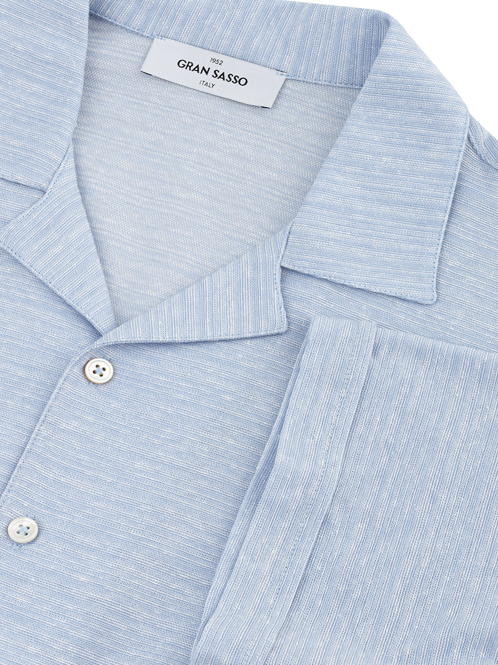 Gran Sasso Light Blue Mixed Linen Half Sleeve Shirt