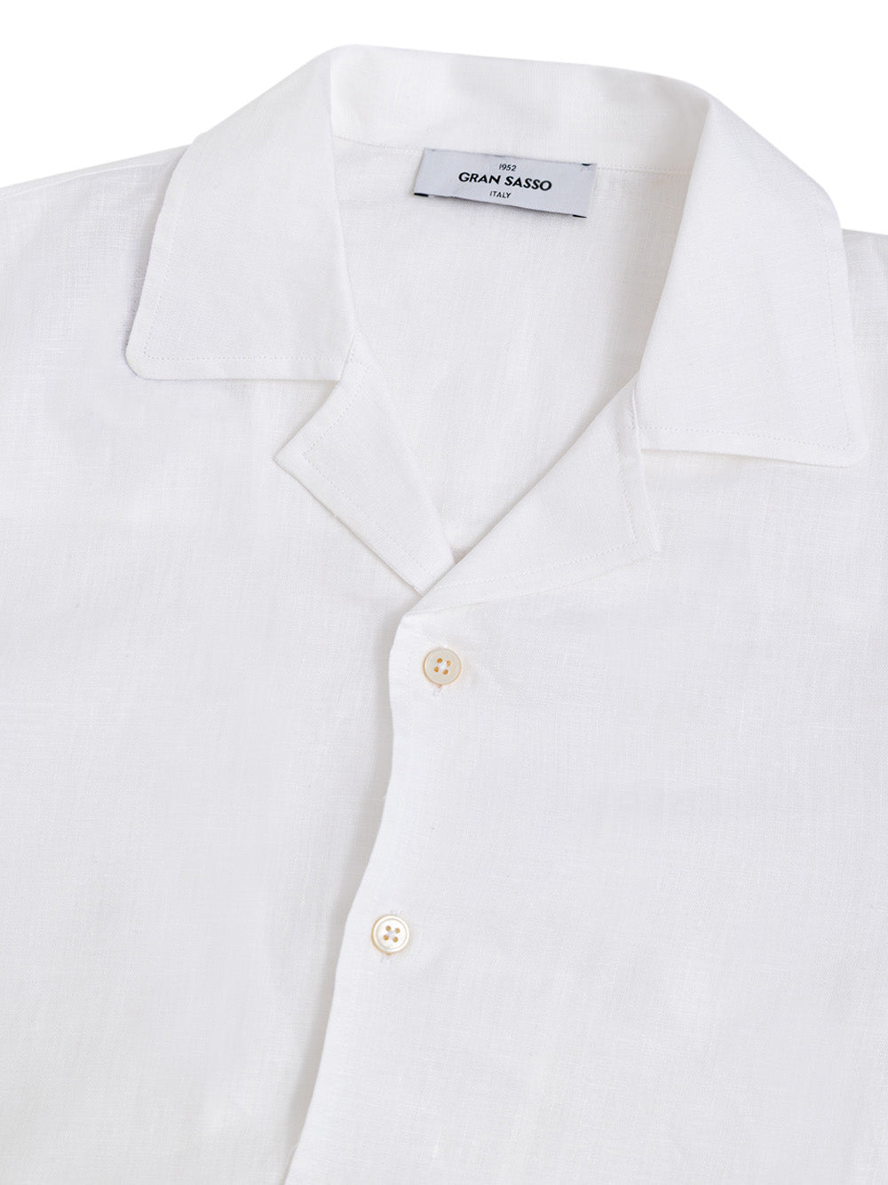 Gran Sasso Men's White Linen Shirt – V-Neck, Long Sleeve – Siebentaschen