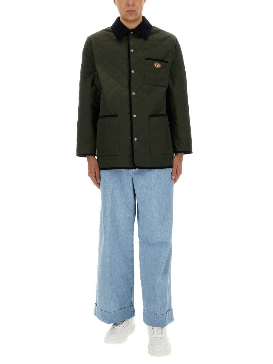 Valentino QUILTED SHIRT JACKET WITH "VLOGO" PATCH