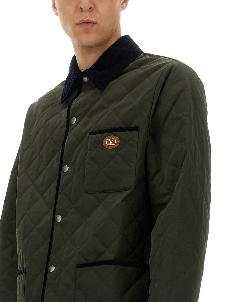 Valentino QUILTED SHIRT JACKET WITH "VLOGO" PATCH