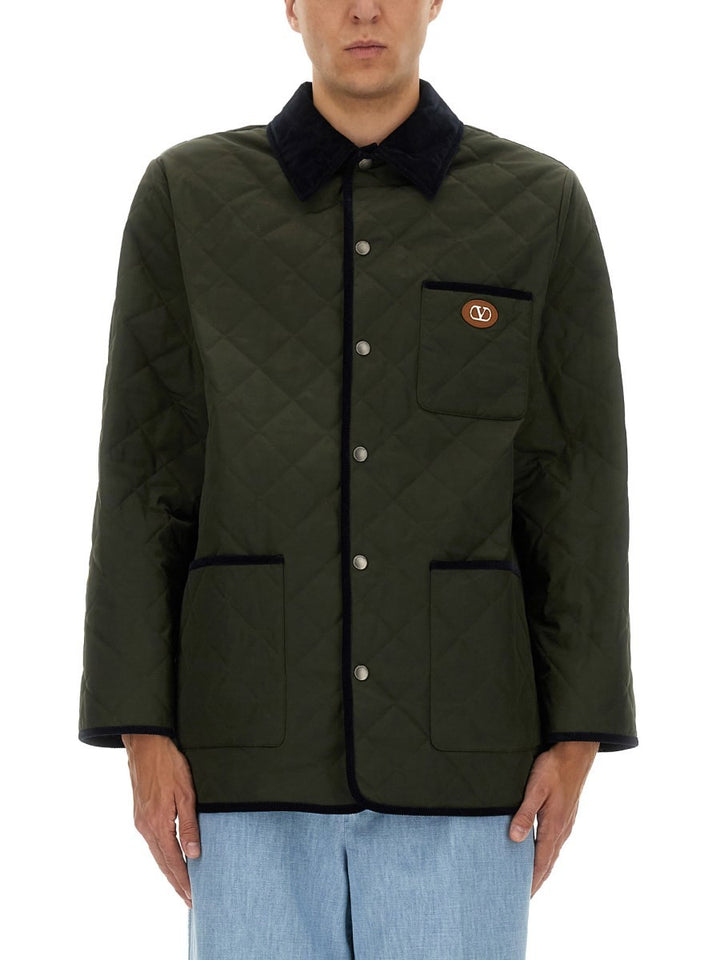 Valentino QUILTED SHIRT JACKET WITH "VLOGO" PATCH