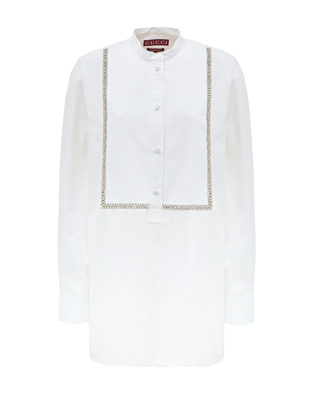 Gucci White Cotton Poplin Blouse with Crystal Embellishments – Siebentaschen