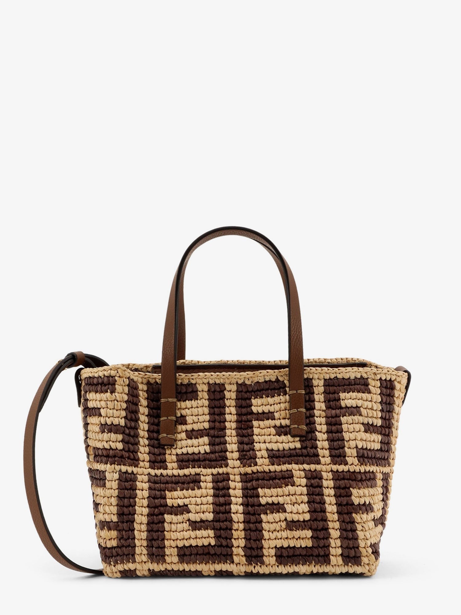 Fendi Raffia mini roll shoulder bag