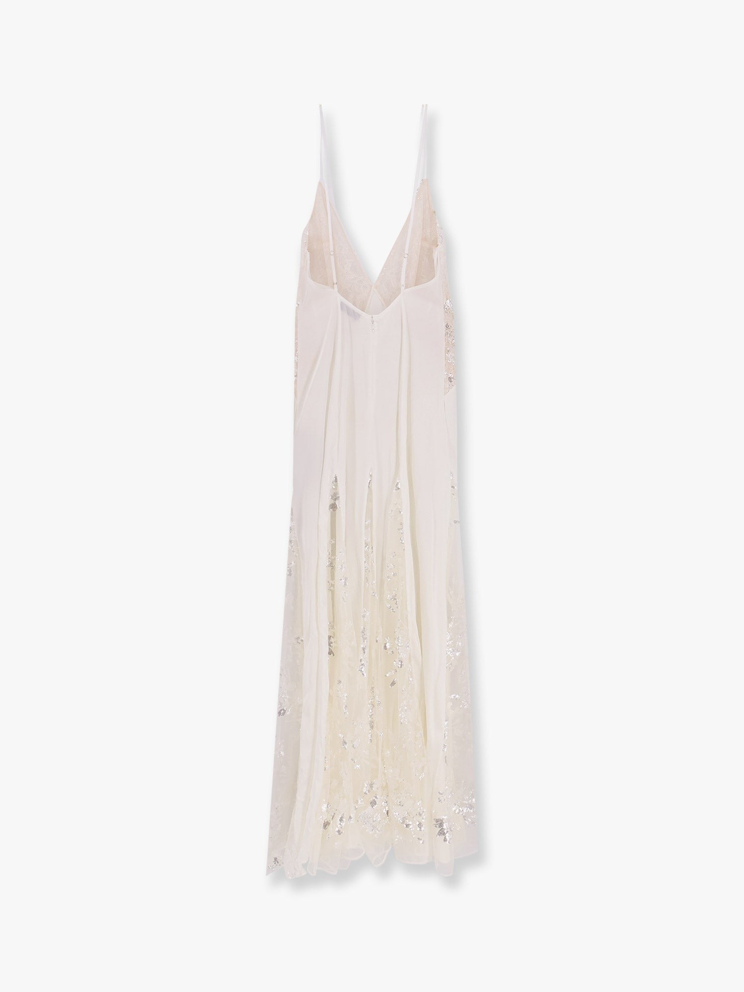 Elisabetta Franchi Red carpet dress in silk georgette fabric and embroidered lace